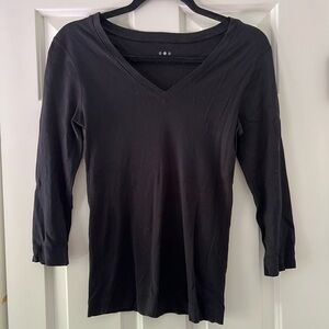 Three Dots Black V-Neck 3/4 sleeves